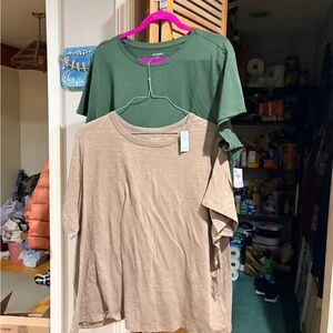 Old Navy Forest Green and Tan T-Shirts. NWT